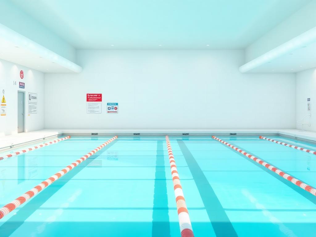 Escena educativa en una piscina con elementos para aprender a observar riesgos